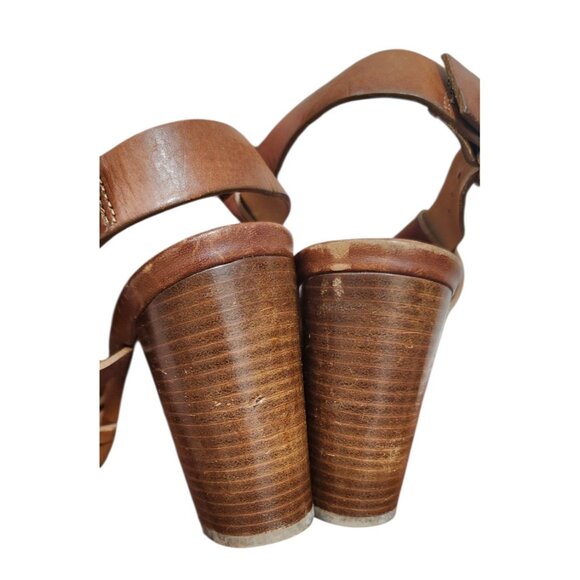 Sézane Les Souliers Sandales High Marius brown leather heels sz 37 US 6.5 - Picture 7 of 12